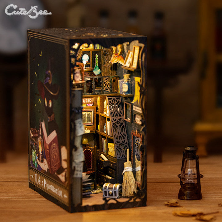 Cutebee Magic Pharmacist DIY Book Nook Kit – Miniature Dollhouse Shelf Insert