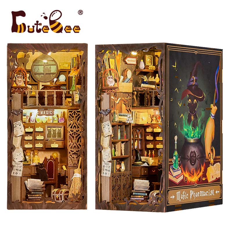 Cutebee Magic Pharmacist DIY Book Nook Kit – Miniature Dollhouse Shelf Insert